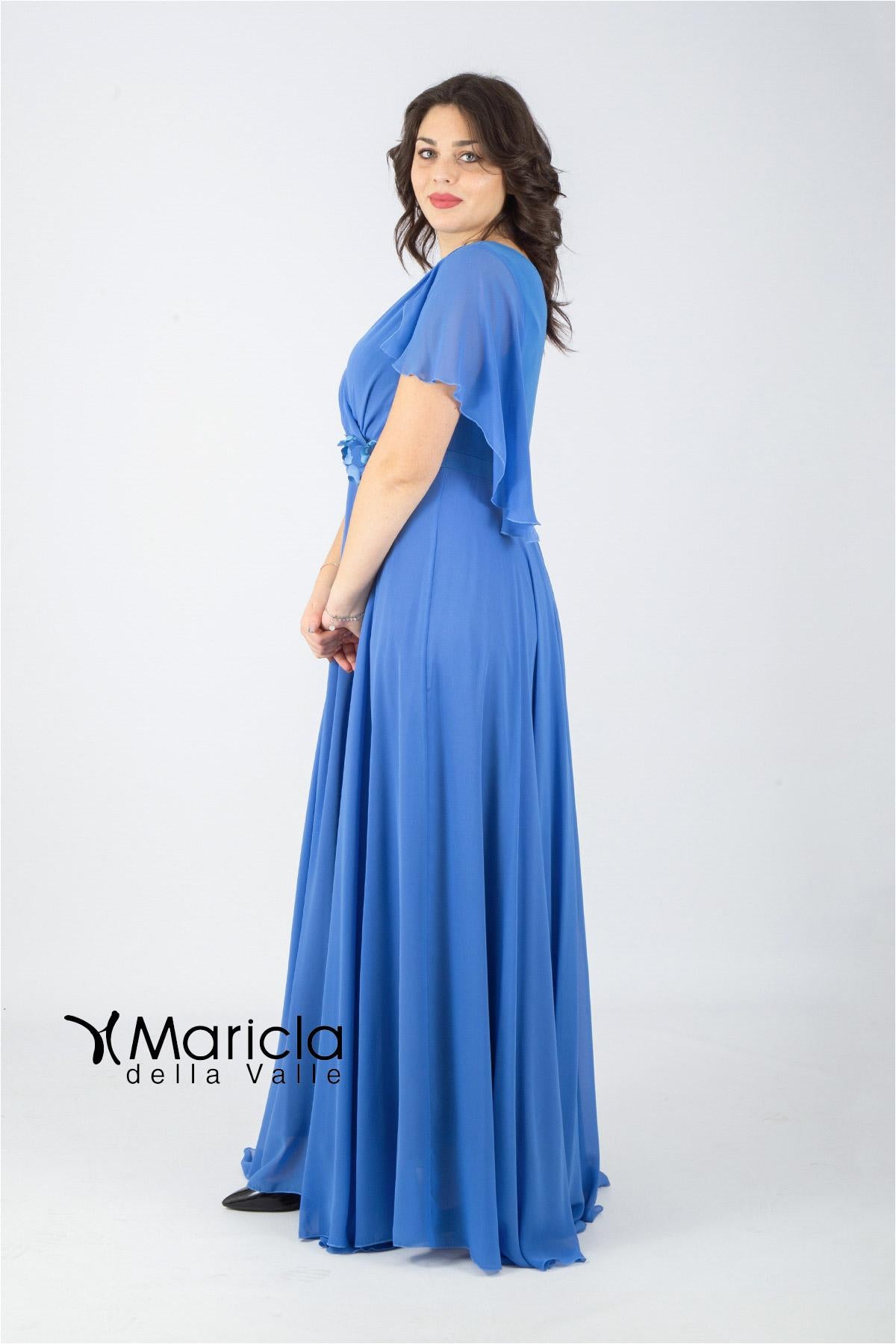 impero con fiore in vita PF216 AZZURRO PAOLA FORTI 