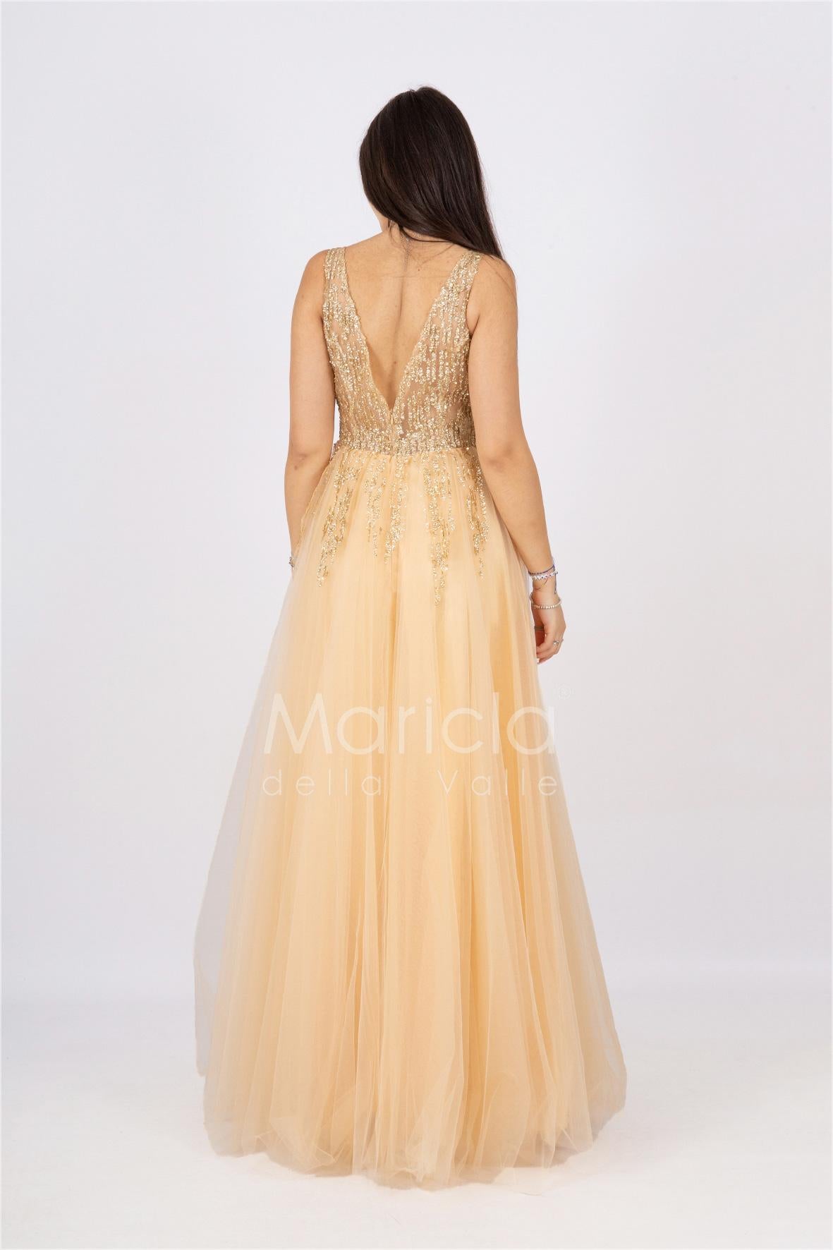 abito bambola toulle e strass FI6871 ORO MARICLA ELEGANCE 