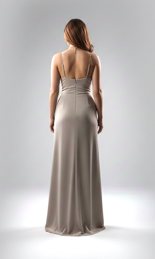 Abito da Sera a Sirena con Scollo a V e Drappeggio Frontale ANT25016XJ CHAMPAGNE ANTILLE ELEGANCE 