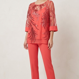 completo 3 pezzi Casacca ricamata- Canotta - Pantalone SH602TP CORALLO SHARON 