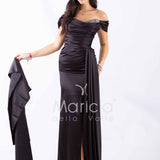 abito lungo con strass ALC04 NERO MARICLA ELEGANCE 