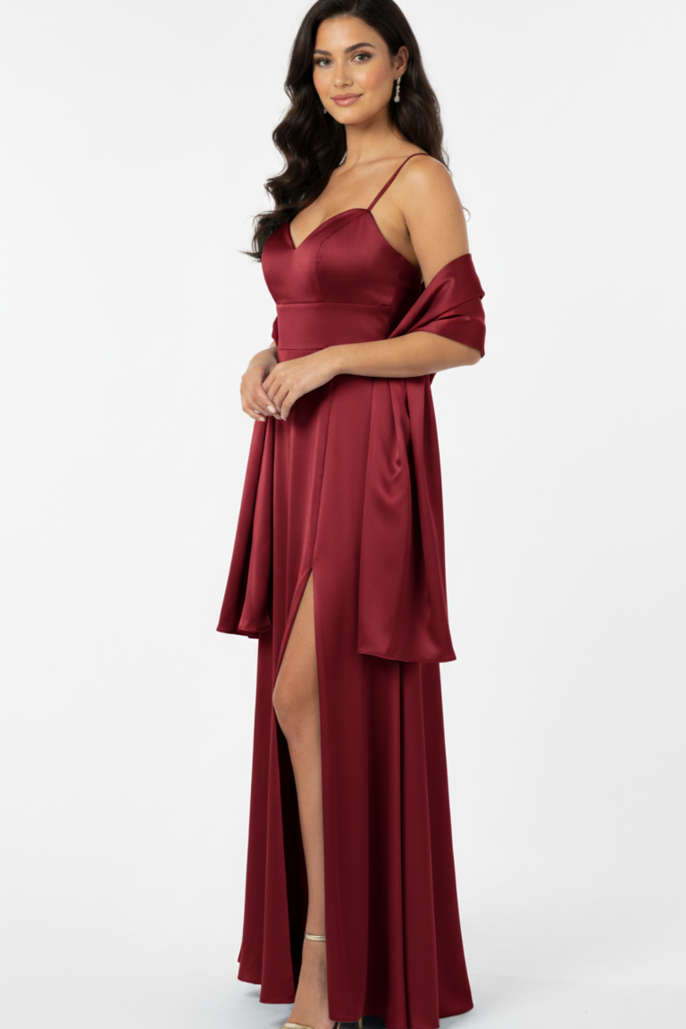 Abito con spacco e scollo a cuore JC35424 CILIEGIA MARICLA ELEGANCE 