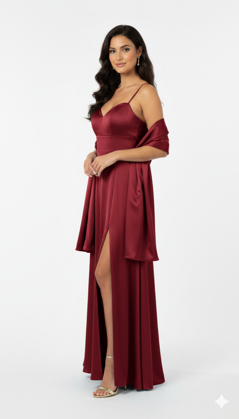 Abito con spacco e scollo a cuore JC35424 CILIEGIA MARICLA ELEGANCE 