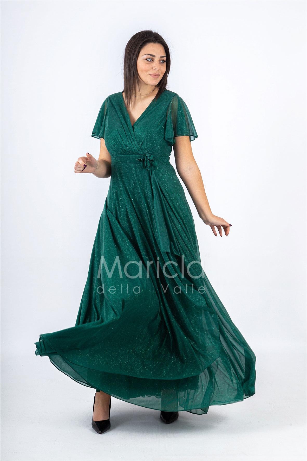 abito con fiore glitter JC34929 VERDE MARICLA ELEGANCE 