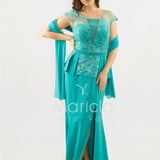 abito lungo con baschina ricamata SH839AL TIFFANY SHARON 