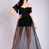 Gonnellone con pantaloncino e corpetto CRI33778 NERO MARICLA ELEGANCE 