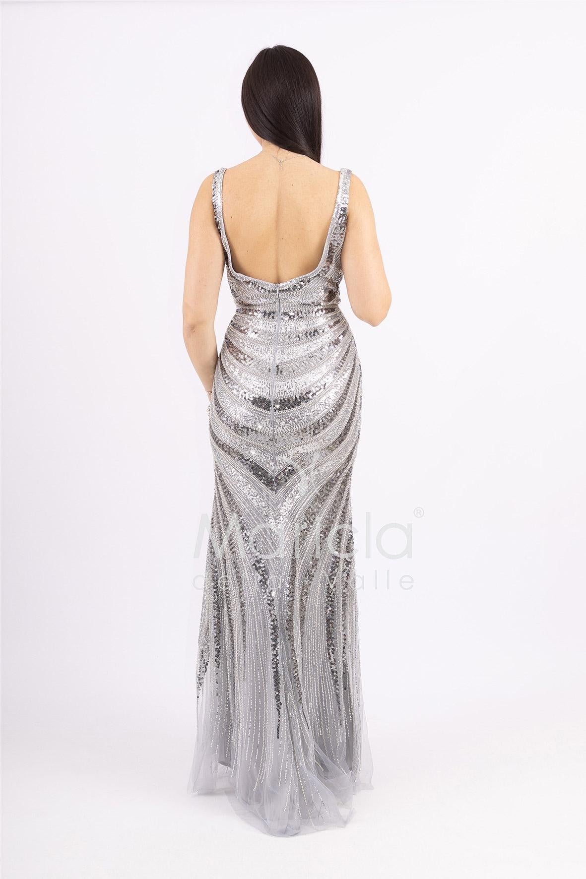 Abito a sirena in paiette FP883020 ARGENTO MARICLA ELEGANCE 