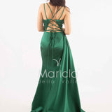 abito lungo con ricamo ANT23103XB VERDE ANTILLE ELEGANCE 