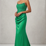 abito lungo con corpetto macramè CAR58595 VERDE MARICLA ELEGANCE 