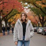 Giaccone in Pelliccia Ecologica oversize AZ6850 GRIGIO MARICLA 