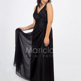 abito spalla larga glitter FI7117 NERO MARICLA ELEGANCE 