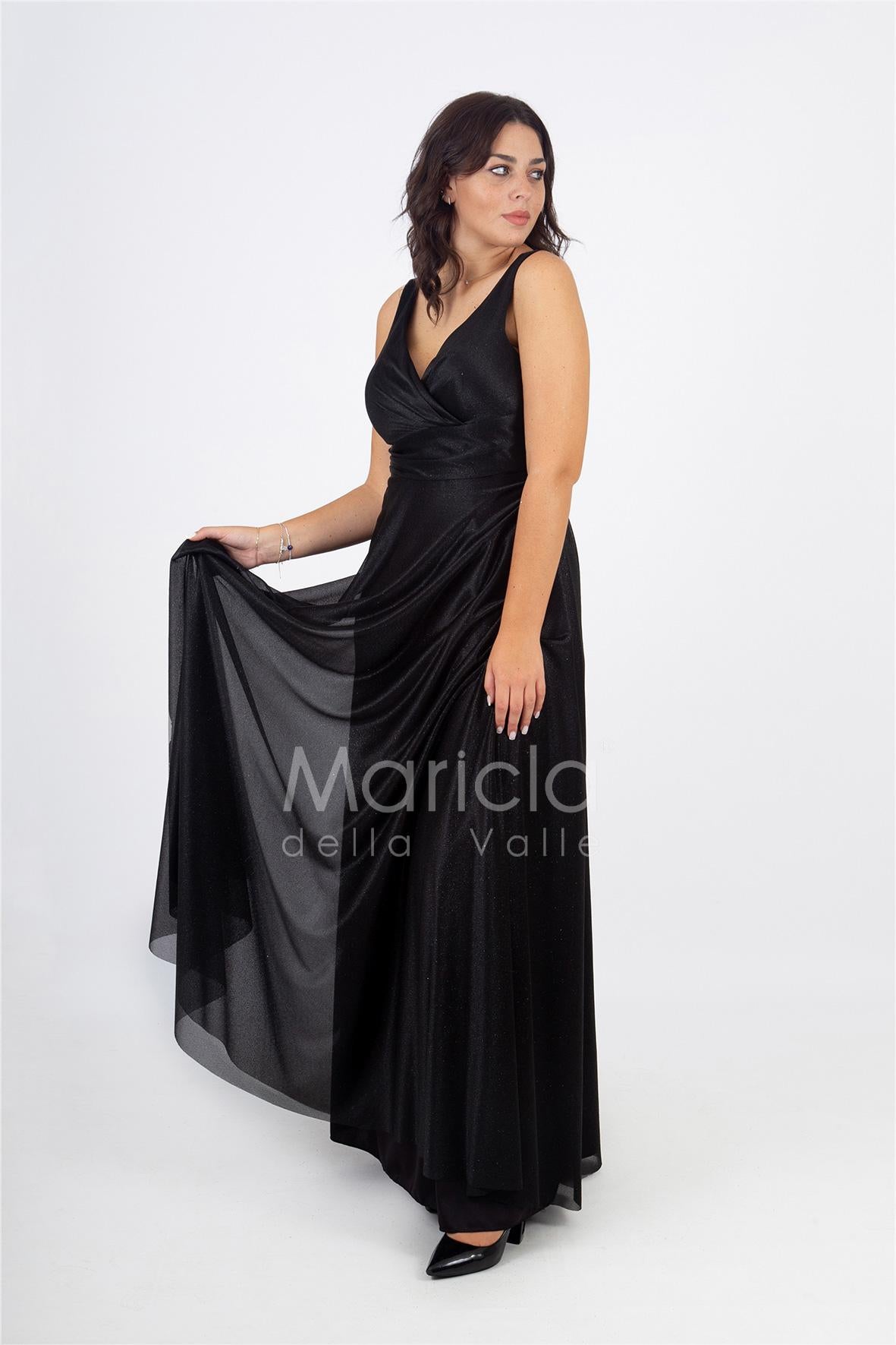 abito spalla larga glitter FI7117 NERO MARICLA ELEGANCE 