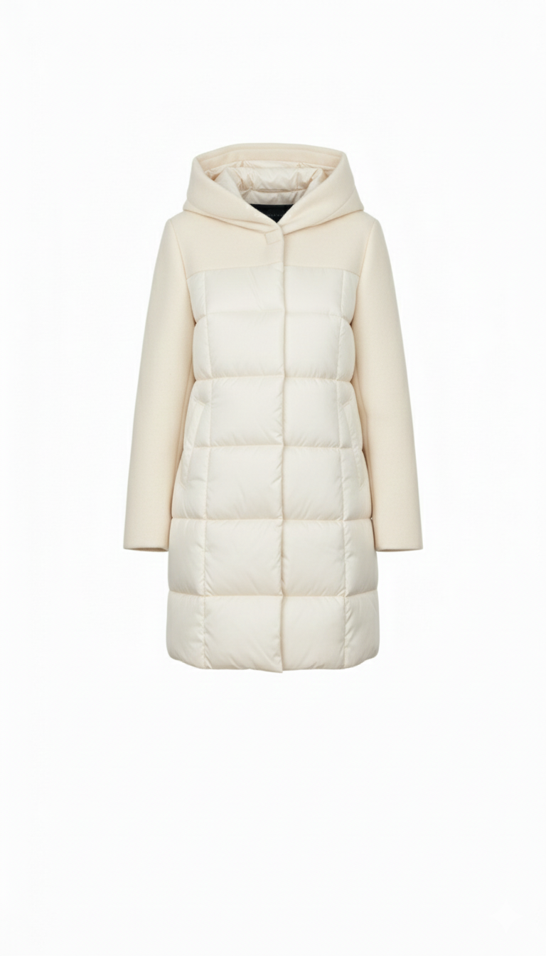 giaccone piumino e panno AZ79P PANNA MARICLA 