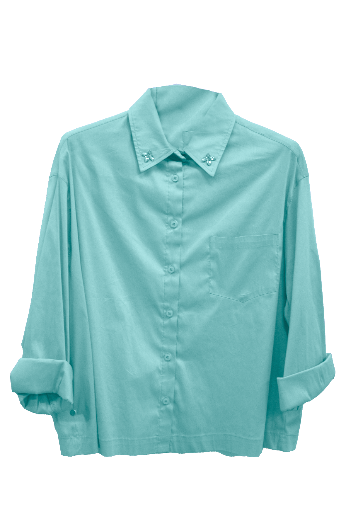 camicia manica 3/4 strass collo ROMI2374 MENTA MARICLA 