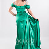 abito scollo pietre con fusciacca JC35121 VERDE MARICLA ELEGANCE 