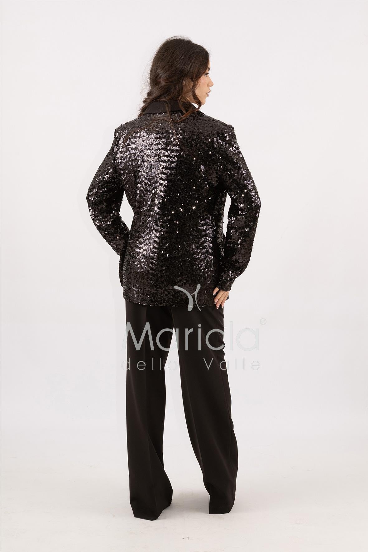 Completo in paiette tailleur  3 pezzi JC35273 NERO MARICLA ELEGANCE 