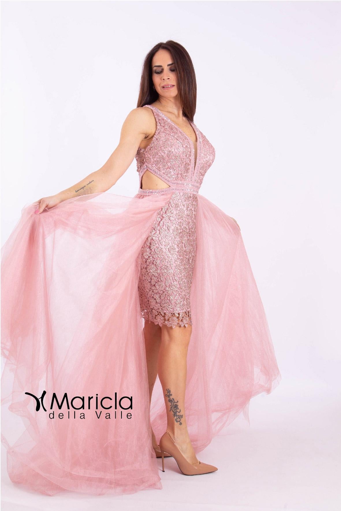 macramè con toulle CAN8053 ROSA MARICLA ELEGANCE 