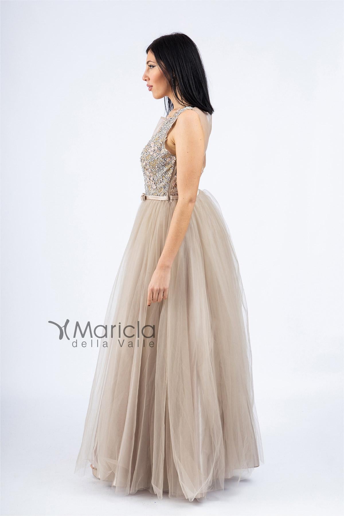 Abito ampio con ricami FP801050 CHAMPAGNE MARICLA ELEGANCE 