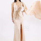 Abito sirena lungo con spacco ANT03JKN NUDE ANTILLE ELEGANCE 