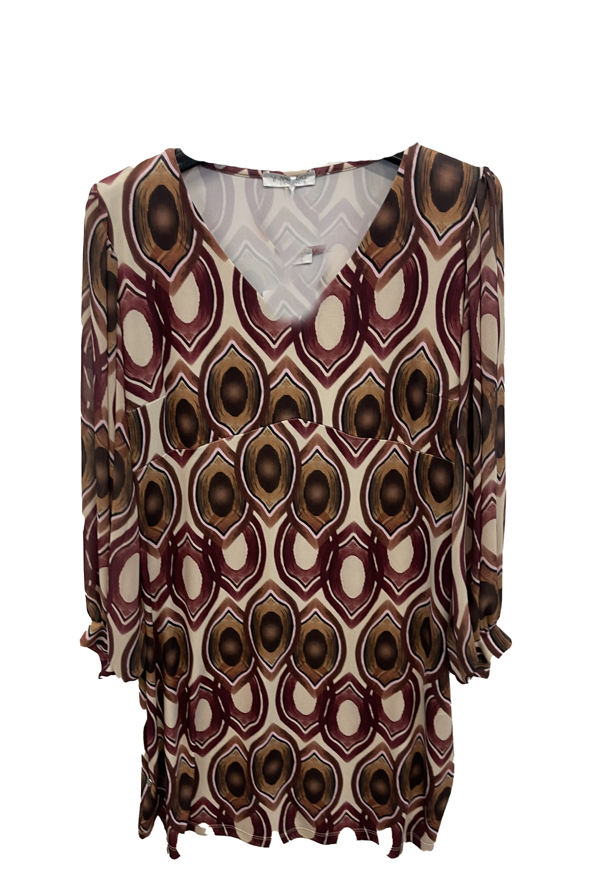 abito fantasia con polsino arricciato GR1343 AMARONE MARICLA 