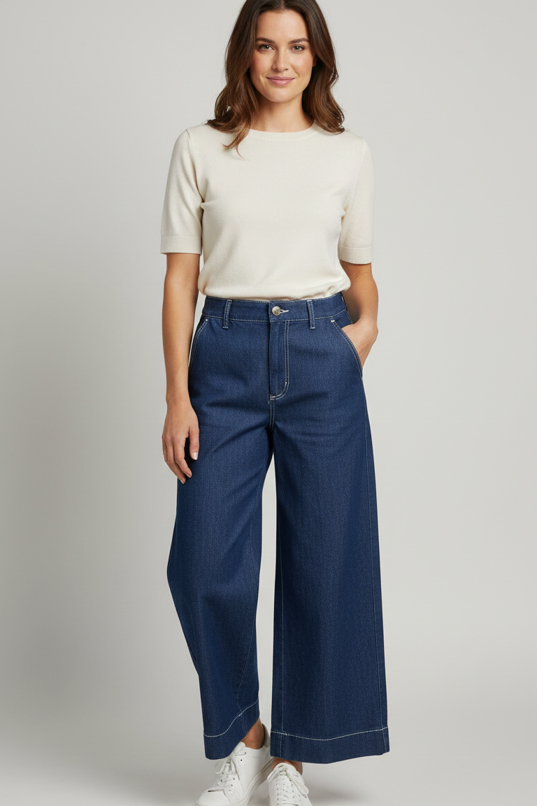 Pantaloni Palazzo con cuciture CF70229 BLU CARLA FERRONI 