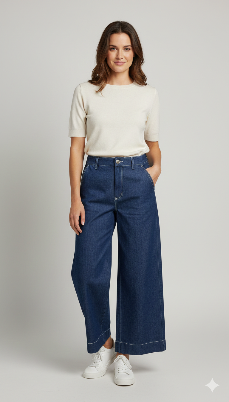 Pantaloni Palazzo con cuciture CF70229 BLU CARLA FERRONI 