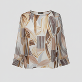 Blusa Fluida a Fantasia Astratta LIB26226 BEIGE MARICLA 
