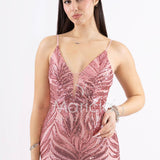 abito lungo paiette sirena FP512085 ROSA MARICLA ELEGANCE 