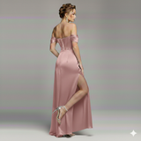 abito con trasparenza e spacco HC5226 ROSA MARICLA ELEGANCE 