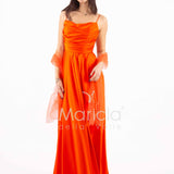 abito con spacco ANT7234 ARANCIO ANTILLE ELEGANCE 