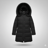 giaccone medio fasce in con cappuccio in pelliccia EC24169 NERO MARICLA 