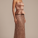 Abito con baschina e paillettes FI11187 VISONE MARICLA ELEGANCE 
