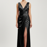 abito lungo con scollo sceso e spalla larga HC9682 NERO MARICLA ELEGANCE 