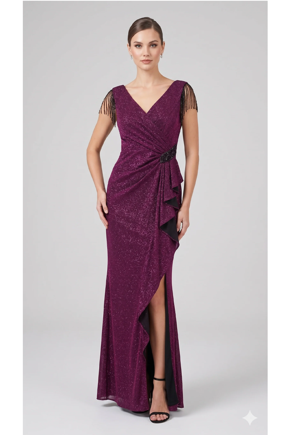 abito glitter fusciacca laterale FI7599 AMETISTA MARICLA ELEGANCE 