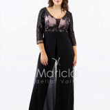 tuta manica 3/4 pizzo SH603 NERO SHARON 
