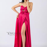 Abito lungo con scollo a cuore/fiocchi ANT20038 FUCSIA ANTILLE ELEGANCE 