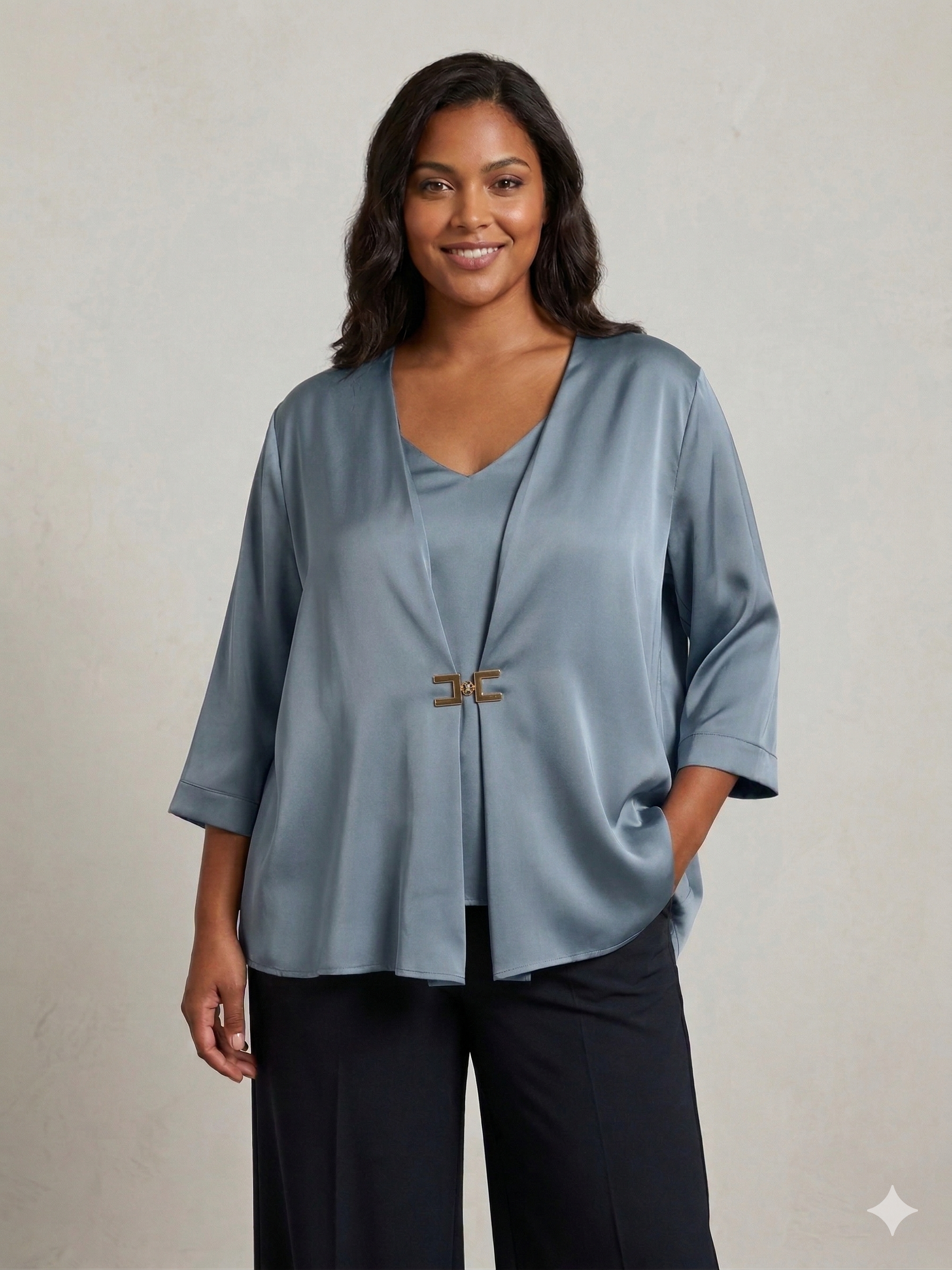 casacca con fibbia centrale LIB26251 INDACO MARICLA 