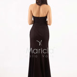 abito sirena crepe saten con spacco ANT7324 NERO ANTILLE ELEGANCE 
