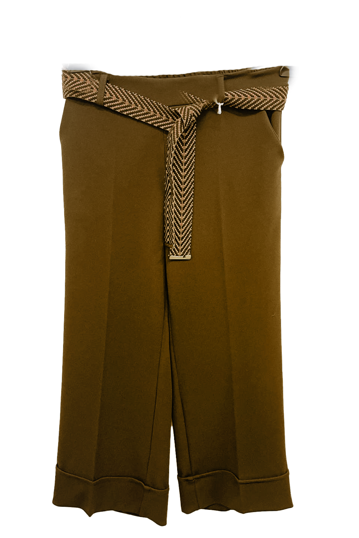pantalone scuba crepe con cintura fantasia MS8106SC TABACCO MARICLA 