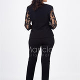 tailleur 3 pz ricamo PF200TP NERO PAOLA FORTI 