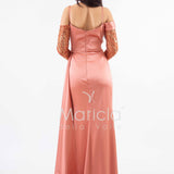 abito lungo con maniche paiette HC7389 MALVA MARICLA ELEGANCE 