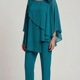 casacca con fiore e pantalone SH624CP PETROLIO SHARON 