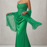 abito lungo con corpetto macramè CAR58595 VERDE MARICLA ELEGANCE 