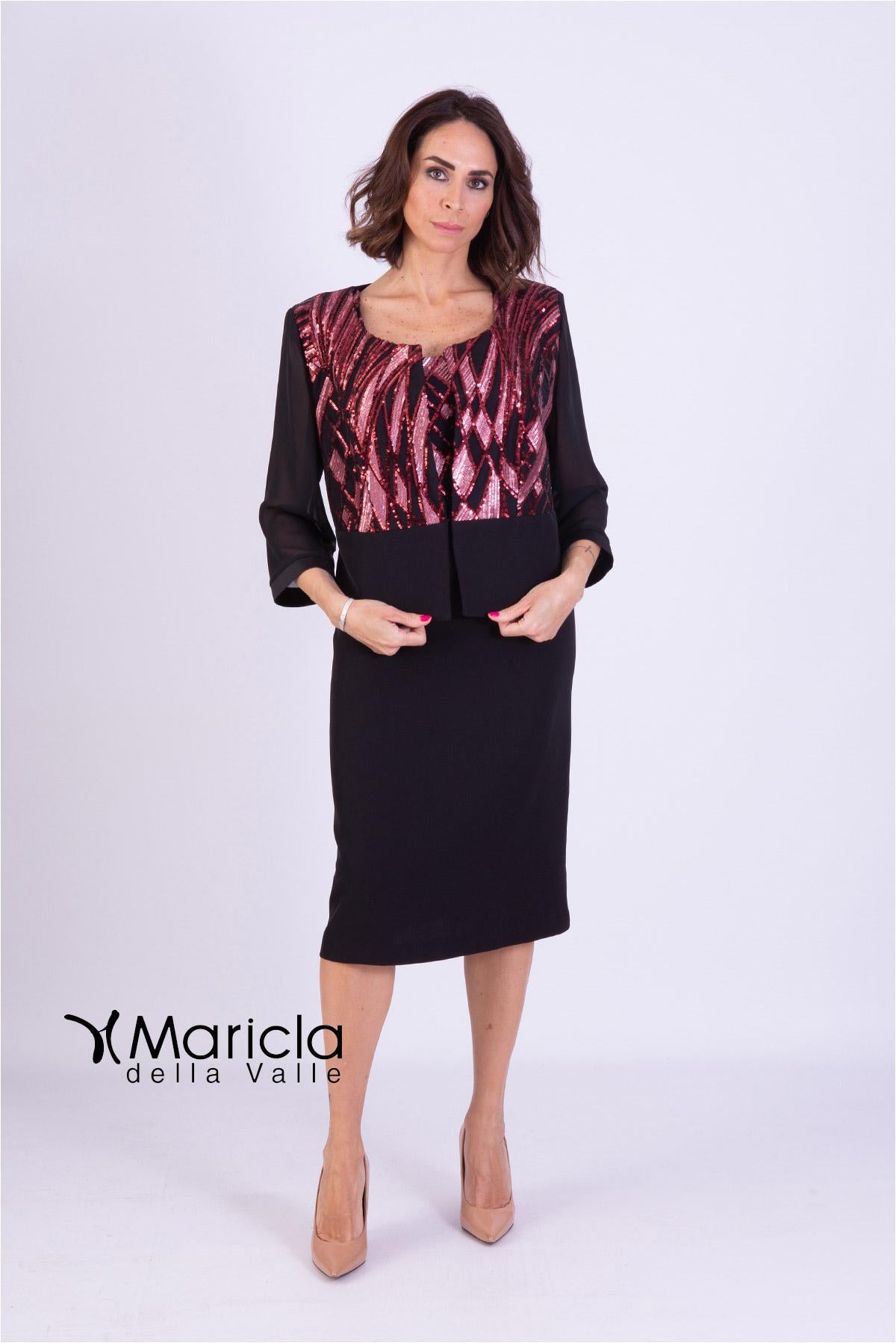 Tubino con giacchino<BR/> PF4000 ROSSO PAOLA FORTI 