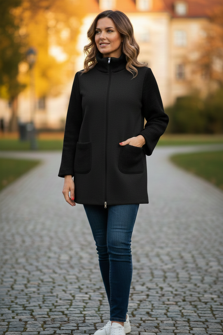 giaccone con lana coste BIGNAMI NERO MARICLA 