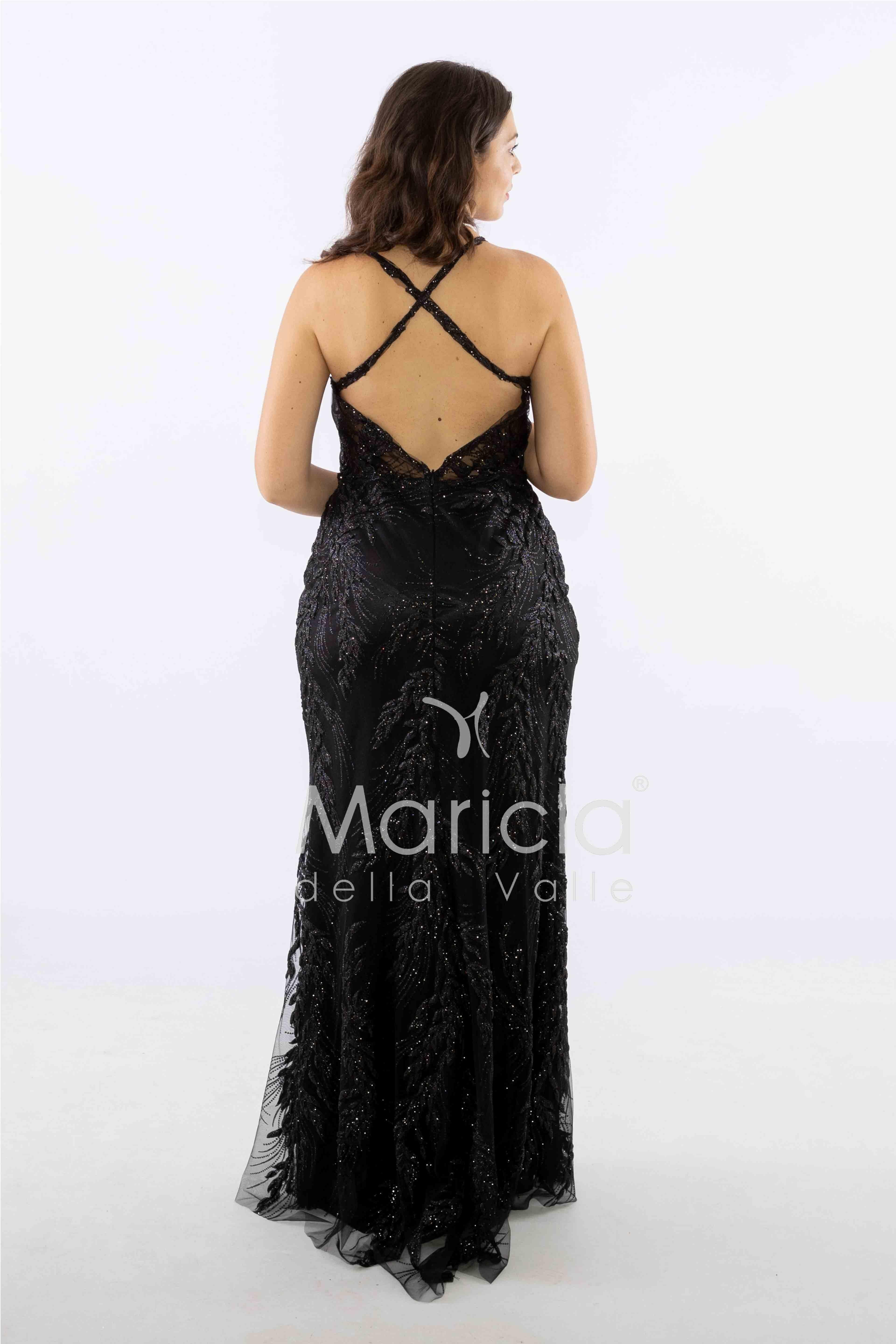 abito lungo intrecciato dietro FI7522 NERO MARICLA ELEGANCE 
