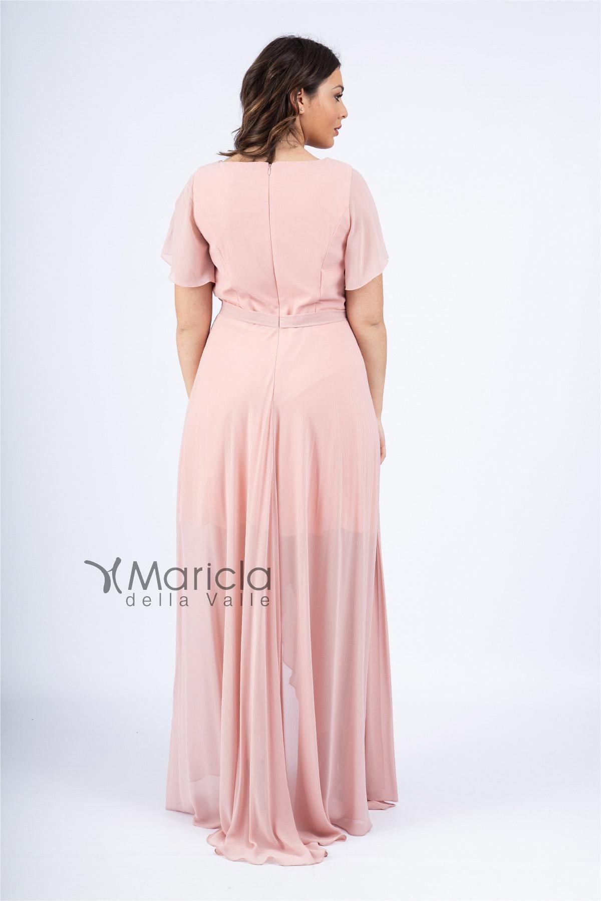 Abito lungo manica volant JC34284 ROSA MARICLA ELEGANCE 