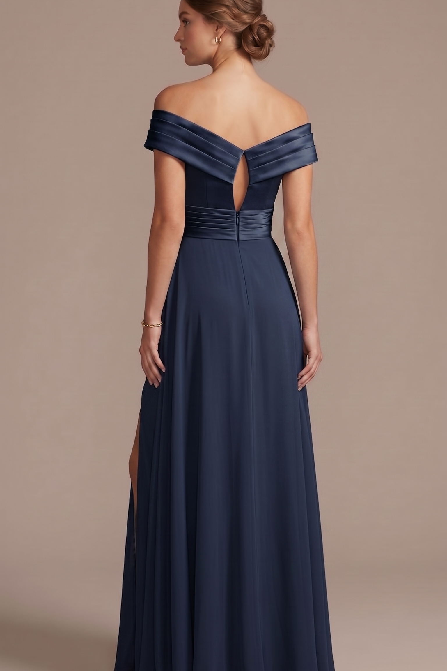 abito scollo omerale con fiore ALC08 BLU MARICLA ELEGANCE 