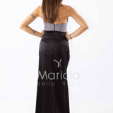 abito lungo raso drappeggio DEG55494 NERO MARICLA ELEGANCE 