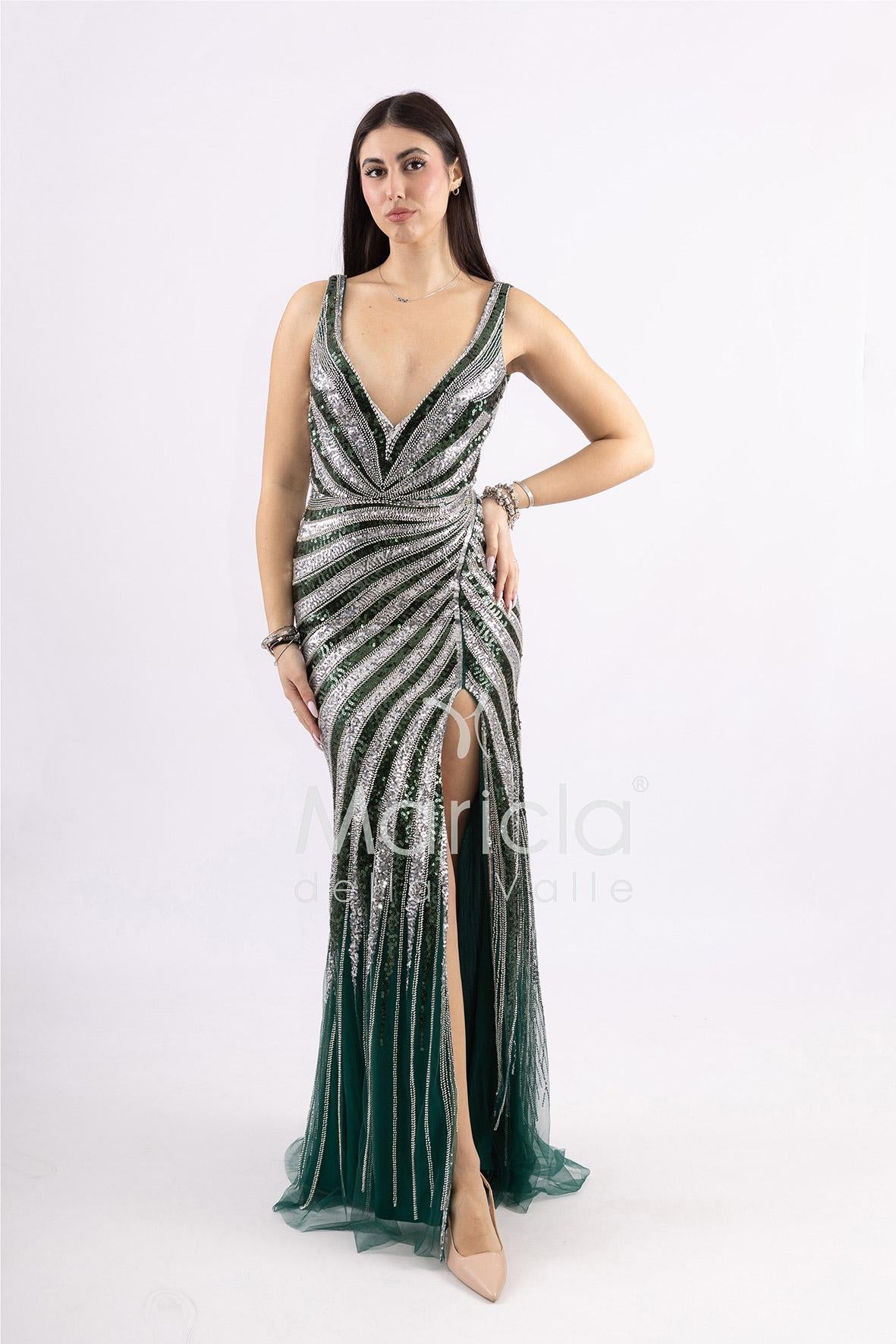 Abito a sirena in paiette FP883020 VERDE MARICLA ELEGANCE 